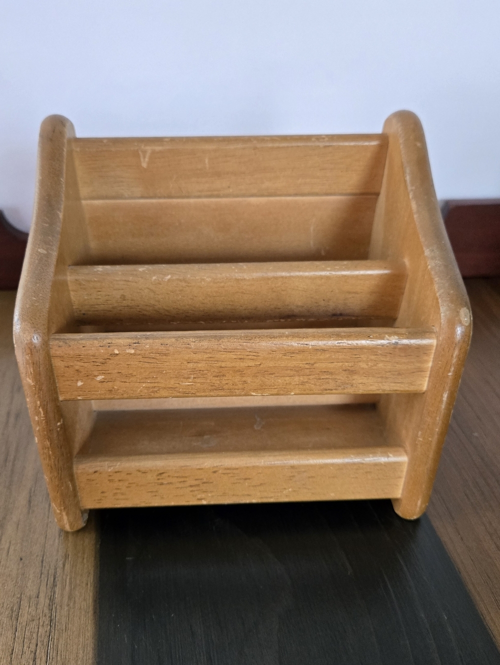 VTG Wooden Desk Organizer Remotes, Recipes, Mail, Shelf/Table Multi Compartment